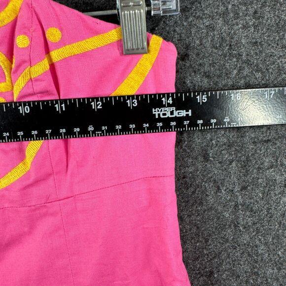 Lilly Pulitzer Bowen Dress Women's 2 Pink Embroidered Strapless Mini A-Line - Picture 3 of 8